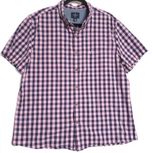 American Eagle Outfitters Button Down Shirt Mens XL Pink Navy Gingham Slim Fit